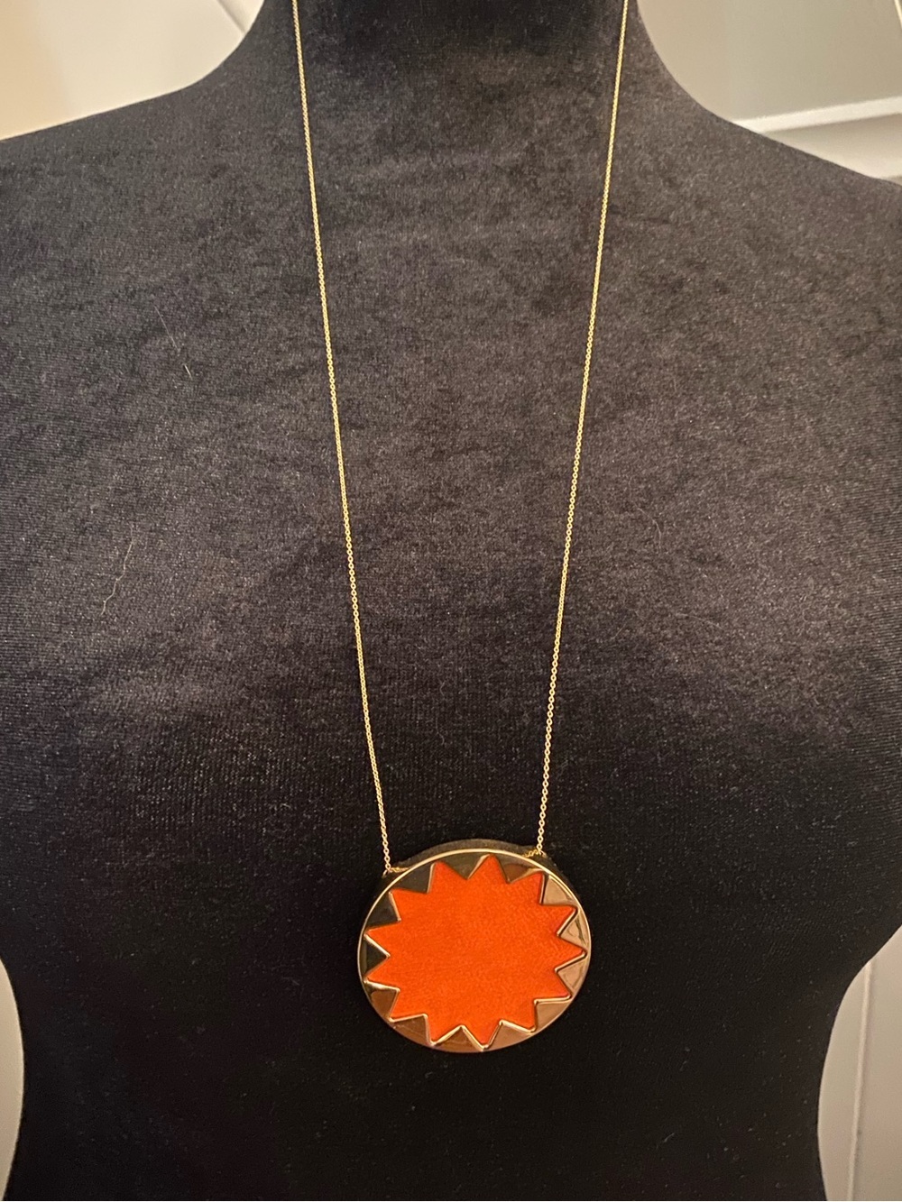 House of Harlow 1960 gold-tone & vibrant orange sunburst pendant necklace